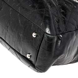 Pre Owned حقيبة يد توتس شانيل بورتوبيلو جلد متجعد وجلد قزحي مبطن أسود / بني