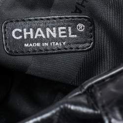 Pre Owned حقيبة يد توتس شانيل بورتوبيلو جلد متجعد وجلد قزحي مبطن أسود / بني