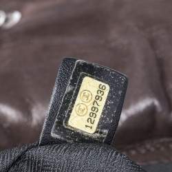 Pre Owned حقيبة يد توتس شانيل بورتوبيلو جلد متجعد وجلد قزحي مبطن أسود / بني