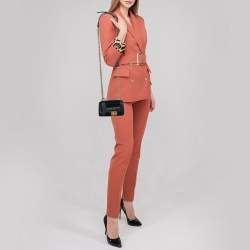 Pre Owned حقيبة يد شانيل بوي جلد وتويد سوداء ميني 