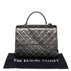 Chanel Grey Quilted Leather Small Kelly Top Handle Bag