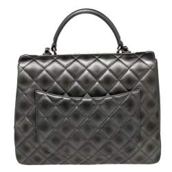 Chanel Grey Quilted Leather Small Kelly Top Handle Bag