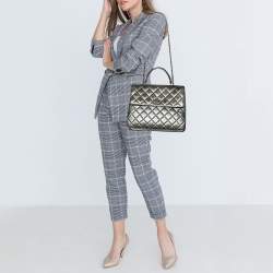 Chanel Grey Quilted Leather Small Kelly Top Handle Bag