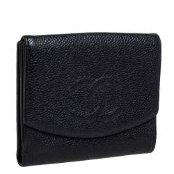 مملوكة مسبقًا Chanel Black Caviar Leather French Wallet