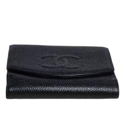 مملوكة مسبقًا Chanel Black Caviar Leather French Wallet