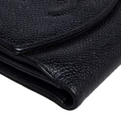 مملوكة مسبقًا Chanel Black Caviar Leather French Wallet
