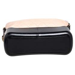 Pre Owned Chanel Beige/Black Quilted Leather Gabrielle Hobo 