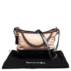 Pre Owned Chanel Beige/Black Quilted Leather Gabrielle Hobo 