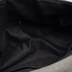 Pre Owned Chanel Blue Fabric/Canvas and Leather Patchwork Jumbo Classic Flap Bag