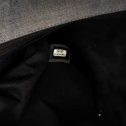 Pre Owned Chanel Blue Fabric/Canvas and Leather Patchwork Jumbo Classic Flap Bag