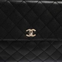 Chanel Black Quilted Caviar Leather CC Top Handle Bag