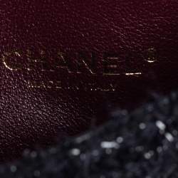 Pre Owned Chanel Black Faux Pearl Embellished Tweed Mini Cosmos Flap Bag 