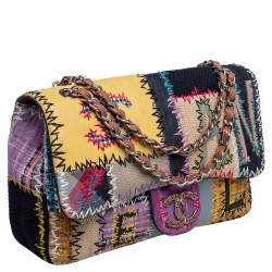 Pre Owned Chanel Multicolor Patchwork Jumbo Classic Single Flap Bag