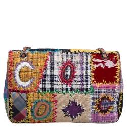 Pre Owned Chanel Multicolor Patchwork Jumbo Classic Single Flap Bag