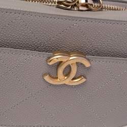 Pre Owned Chanel Grey Quilted Caviar Leather CC Belt Bag