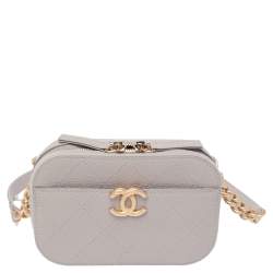 Chanel Grey Quilted Caviar Leather CC Belt Bag Chanel