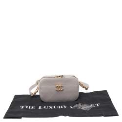 Pre Owned Chanel Grey Quilted Caviar Leather CC Belt Bag