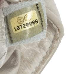 Pre Owned Chanel Metallic Cream Quilted Leather Logo Flap Bag