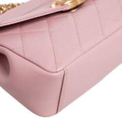Pre Owned Chanel Pink Quilted Lambskin Leather Curved Flap Bag