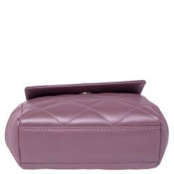 Chanel Metallic Pink Quilted Leather Vintage CC Ring Handle Clutch Bag