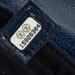 Chanel Blue Caviar Leather Half Moon Wallet On Chain
