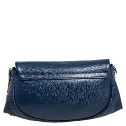 Chanel Blue Caviar Leather Half Moon Wallet On Chain