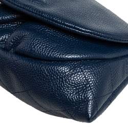 Chanel Blue Caviar Leather Half Moon Wallet On Chain