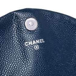 Chanel Blue Caviar Leather Half Moon Wallet On Chain