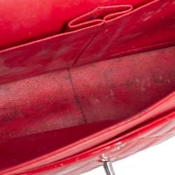 Chanel Red Quilted Patent Leather Jumbo Classic Double Flap Bag