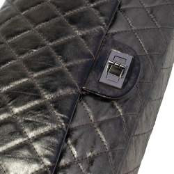 Pre Owned حقيبة شانيل ريشو 2.55 كلاسيك 227 جلد مبطن رصاصي ميتاليك ذات قلاب