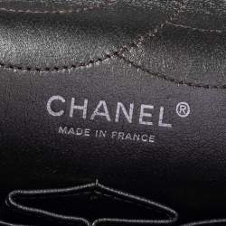 Pre Owned حقيبة شانيل ريشو 2.55 كلاسيك 227 جلد مبطن رصاصي ميتاليك ذات قلاب