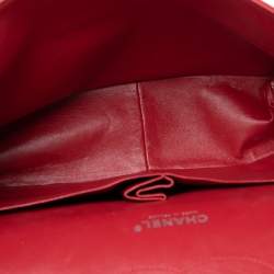 Pre Owned Chanel Red Quilted Patent Leather Maxi Classic Double Flap Bag
