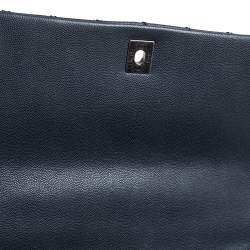 Pre Owned Chanel Grey/Burgundy Quilted Caviar Leather and Lizard Large Coco Top Handle Bag