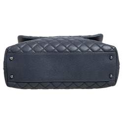 Pre Owned Chanel Grey/Burgundy Quilted Caviar Leather and Lizard Large Coco Top Handle Bag