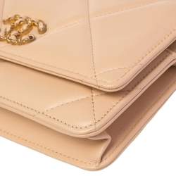 Chanel Beige Quilted Lambskin Leather 19 Wallet on Chain