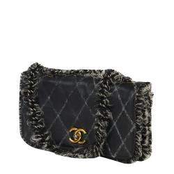 Pre Owned Chanel Black Lambskin Leather Flap Bag