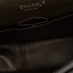 Pre Owned Chanel Dark Brown Quilted Caviar Leather Jumbo Classic Double Flap Bag