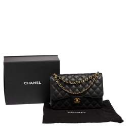 Pre Owned حقيبة يد شانيل كلاسيك جامبو جلد كافيار مبطن أسود بقلاب مزدوج 