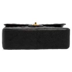 Pre Owned حقيبة يد شانيل كلاسيك جامبو جلد كافيار مبطن أسود بقلاب مزدوج 