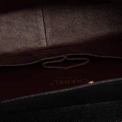 Pre Owned حقيبة يد شانيل كلاسيك جامبو جلد كافيار مبطن أسود بقلاب مزدوج 