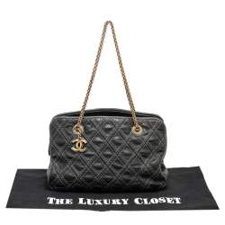 Pre Owned حقيبة يد توتس شانيل تريبتيك جلد مبطن أسود