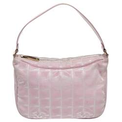 Pre Owned Chanel Pink Nylon Travel Line Hobo
