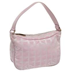 Pre Owned Chanel Pink Nylon Travel Line Hobo