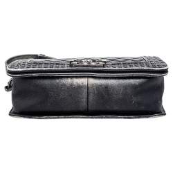 مملوكة مسبقًا حقيبة شانيل بوي شانيل جلد مبطن رصاصي/أسود مرصعة ذات قلاب متوسطة 