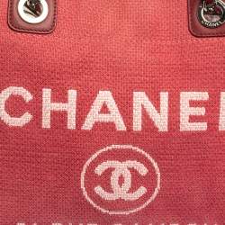 Pre Owned Chanel Red Canvas Medium Deauville Tote