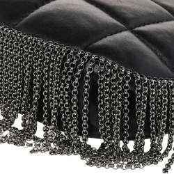 Pre Owned Chanel Black Quilted Leather Metal Chained Fringe Bag