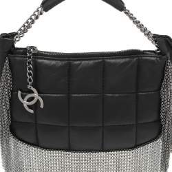 Pre Owned Chanel Black Quilted Leather Metal Chained Fringe Bag