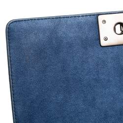 Pre Owned Chanel Blue Perforated Quilted Leather Medium Boy Flap Bag