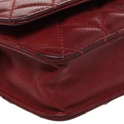 Chanel Red Quilted Caviar Leather CC Classic Flap Wallet on Chain  