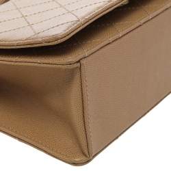Pre Owned Chanel Sand Beige Quilted Caviar Leather Vintage Flap Shoulder Bag
